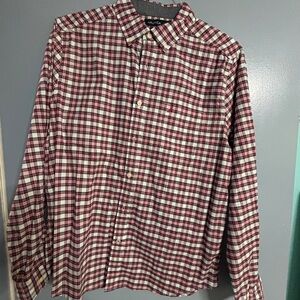 Nautica Red and White Plaid Button Down Shirt